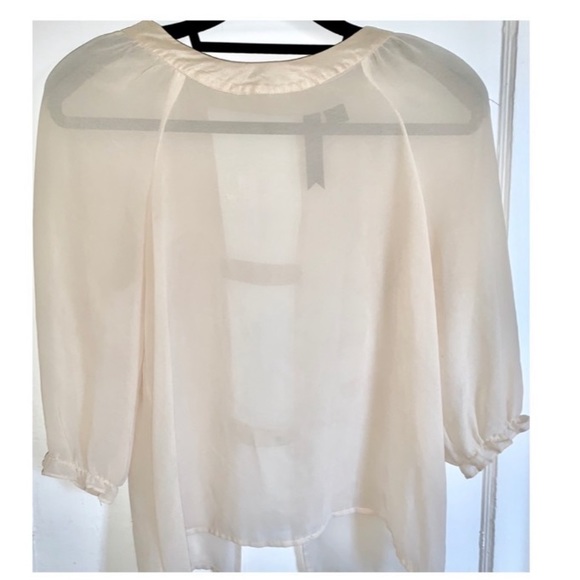 PETTICOAT ALLEY Blouse Sheer Cream Blouse Open Back Size XS - Picture 5 of 5